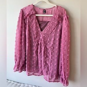 Shein Curve Swiss Dot Flounce Sleeve Blouse